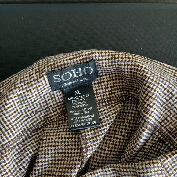 Trousers Tan Brown Plus Size XL Stretchy 14 16 - Picture 3 of 5